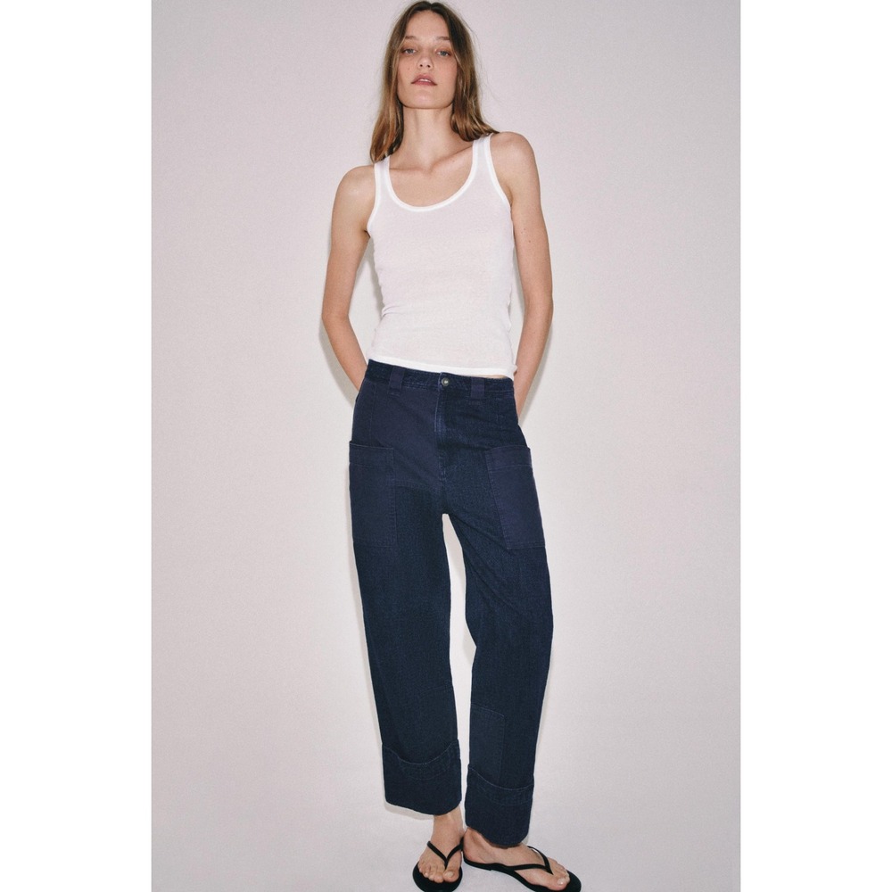Zara ZW Collection Contrast Pocket Trousers Size S Contemporary Patchwork